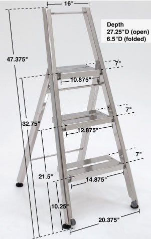 Terra Universal step ladder with folding wheels